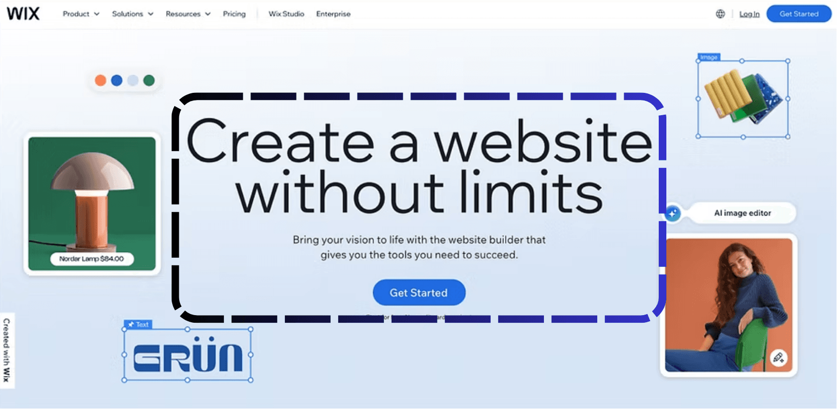 Interface do editor Wix