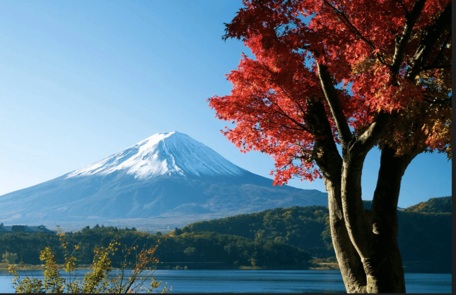 Monte Fuji com bordo japonês
